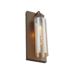QAZQA Schlafzimmerlampen|Wohnzimmerlampen*Hotel Chic Wandleuchte Dunkelbronze mit bernsteinfarbenem Glas - Stavelot