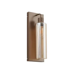 QAZQA Schlafzimmerlampen|Wohnzimmerlampen*Hotel Chic Wandleuchte Dunkelbronze mit bernsteinfarbenem Glas - Stavelot