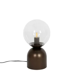 QAZQA Tischlampen|Wohnzimmerlampen*Hotel-Chic-Tischlampe aus dunkler Bronze mit klarem Glas – Pallon Trend