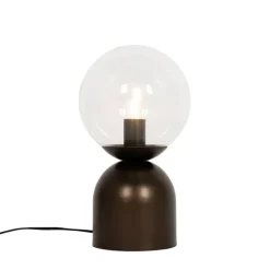 QAZQA Tischlampen|Wohnzimmerlampen*Hotel-Chic-Tischlampe aus dunkler Bronze mit klarem Glas – Pallon Trend
