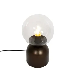 QAZQA Tischlampen|Wohnzimmerlampen*Hotel-Chic-Tischlampe aus dunkler Bronze mit klarem Glas – Pallon Trend