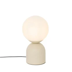 QAZQA Tischlampen|Wohnzimmerlampen*Hotel-Chic-Tischlampe beige mit Opalglas - Pallon Trend