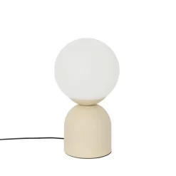 QAZQA Tischlampen|Wohnzimmerlampen*Hotel-Chic-Tischlampe beige mit Opalglas - Pallon Trend
