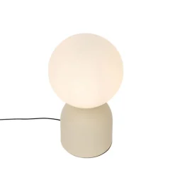 QAZQA Tischlampen|Wohnzimmerlampen*Hotel-Chic-Tischlampe beige mit Opalglas - Pallon Trend