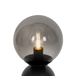 QAZQA Tischlampen|Wohnzimmerlampen*Hotel-Chic-Tischlampe schwarz mit Rauchglas - Pallon Trend