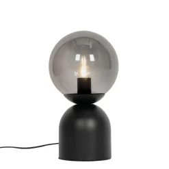 QAZQA Tischlampen|Wohnzimmerlampen*Hotel-Chic-Tischlampe schwarz mit Rauchglas - Pallon Trend