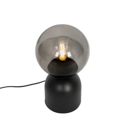 QAZQA Tischlampen|Wohnzimmerlampen*Hotel-Chic-Tischlampe schwarz mit Rauchglas - Pallon Trend
