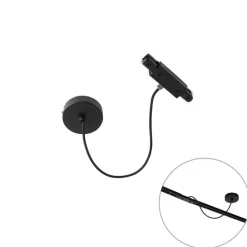 QAZQA Schlafzimmerlampen|Küchenlampen*I Stromversorgung mit runder Montageplatte für 1-Phasenschiene schwarz - Iconic