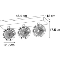 QAZQA Deckenstrahler|Aufbaustrahler*Industrial spot grau verstellbar 3-flammig - Go
