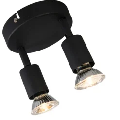 QAZQA Deckenstrahler|Aufbaustrahler*Industrial Spot schwarz kippbar rund - Jeany 2