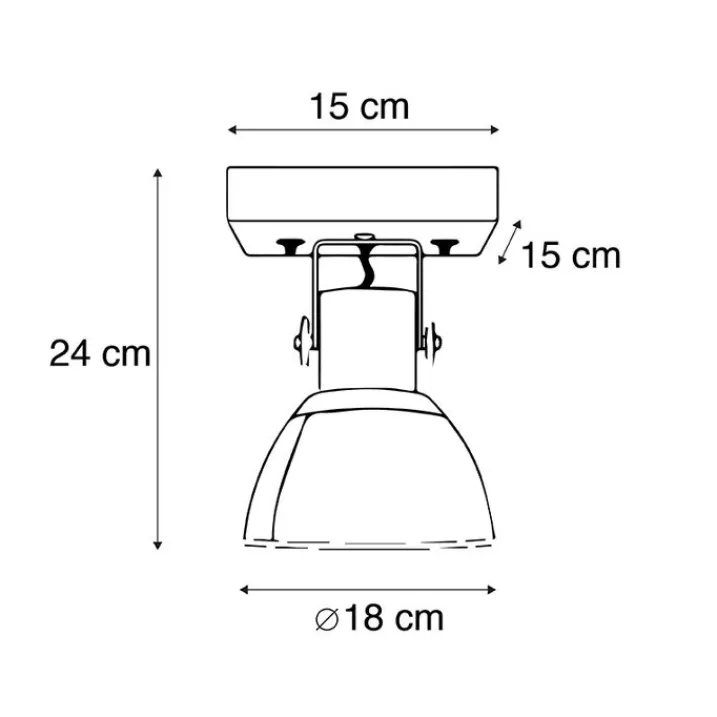 QAZQA Wandstrahler|Deckenstrahler*Industrie Spot schwarz mit Mangoholz 18 cm - Mangos