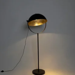 QAZQA Schlafzimmerlampen|Esszimmerlampen*Industrie Stehlampe schwarz 50 cm mit Gold verstellbar - Magnax