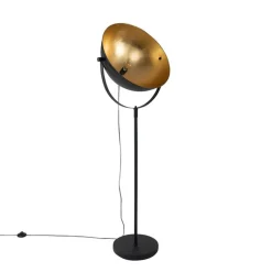 QAZQA Schlafzimmerlampen|Esszimmerlampen*Industrie Stehlampe schwarz 50 cm mit Gold verstellbar - Magnax