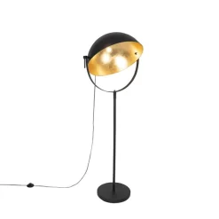 QAZQA Schlafzimmerlampen|Esszimmerlampen*Industrie Stehlampe schwarz 50 cm mit Gold verstellbar - Magnax