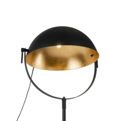 QAZQA Schlafzimmerlampen|Esszimmerlampen*Industrie Stehlampe schwarz 50 cm mit Gold verstellbar - Magnax