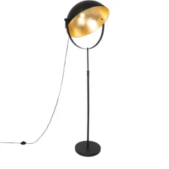 QAZQA Schlafzimmerlampen|Esszimmerlampen*Industrie Stehlampe schwarz 50 cm mit Gold verstellbar - Magnax