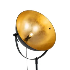 QAZQA Schlafzimmerlampen|Esszimmerlampen*Industrie Stehlampe schwarz 50 cm mit Gold verstellbar - Magnax