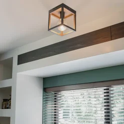 QAZQA Deckenleuchten|Wohnzimmerlampen*Industriedeckenleuchte anthrazit - Cage 1