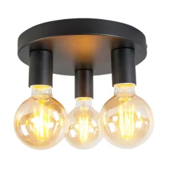 QAZQA Deckenleuchten|Wohnzimmerlampen*Industriedeckenleuchte schwarz - Facil 3