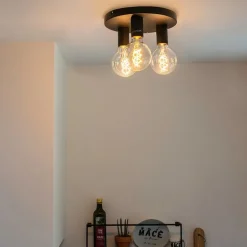 QAZQA Deckenleuchten|Wohnzimmerlampen*Industriedeckenleuchte schwarz - Facil 3