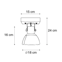 QAZQA Schlafzimmerlampen|Küchenlampen*Industriedeckenstrahler Bronze mit Holz 18 cm - Mangos