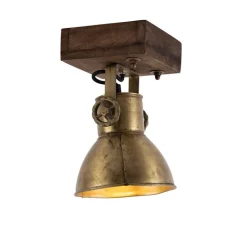 QAZQA Schlafzimmerlampen|Küchenlampen*Industriedeckenstrahler Bronze mit Holz 18 cm - Mangos