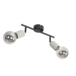 QAZQA Deckenstrahler|Aufbaustrahler*Industriefleck schwarz mit Beton 2-Licht - Pedra