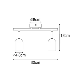 QAZQA Deckenstrahler|Aufbaustrahler*Industriefleck schwarz mit Beton 2-Licht - Pedra