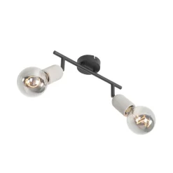 QAZQA Deckenstrahler|Aufbaustrahler*Industriefleck schwarz mit Beton 2-Licht - Pedra