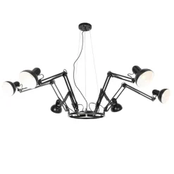 QAZQA Küchenlampen|Esszimmerlampen*Industrie-Hängelampe schwarz 6-flammig verstellbar - Hobby Spinne