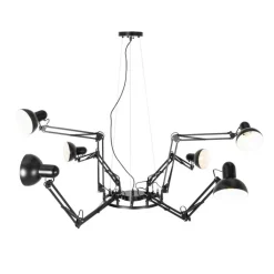 QAZQA Küchenlampen|Esszimmerlampen*Industrie-Hängelampe schwarz 6-flammig verstellbar - Hobby Spinne