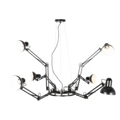 QAZQA Küchenlampen|Esszimmerlampen*Industrie-Hängelampe schwarz 6-flammig verstellbar - Hobby Spinne