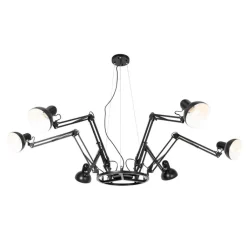 QAZQA Küchenlampen|Esszimmerlampen*Industrie-Hängelampe schwarz 6-flammig verstellbar - Hobby Spinne