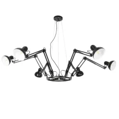 QAZQA Küchenlampen|Esszimmerlampen*Industrie-Hängelampe schwarz 6-flammig verstellbar - Hobby Spinne