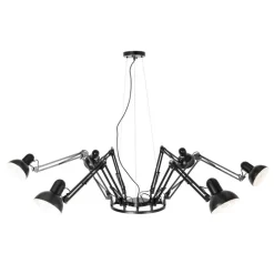 QAZQA Küchenlampen|Esszimmerlampen*Industrie-Hängelampe schwarz 6-flammig verstellbar - Hobby Spinne