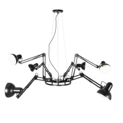 QAZQA Küchenlampen|Esszimmerlampen*Industrie-Hängelampe schwarz 6-flammig verstellbar - Hobby Spinne