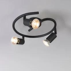 QAZQA Deckenstrahler|Aufbaustrahler*Industriell gefleckte schwarze Locken - Jeany 3