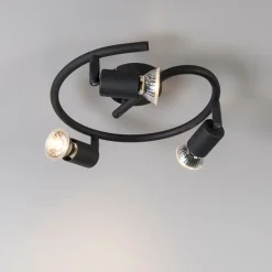 QAZQA Deckenstrahler|Aufbaustrahler*Industriell gefleckte schwarze Locken - Jeany 3