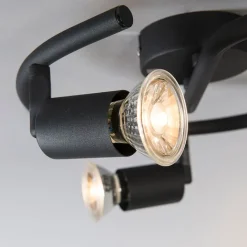 QAZQA Deckenstrahler|Aufbaustrahler*Industriell gefleckte schwarze Locken - Jeany 3