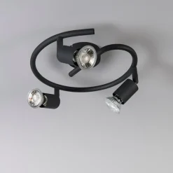 QAZQA Deckenstrahler|Aufbaustrahler*Industriell gefleckte schwarze Locken - Jeany 3