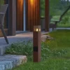 QAZQA Gartenbeleuchtung|Stehlampen Außen*Industrielle Außenleuchte Rostbraun mit Rauchglas 50cm mit Dämmerungssensor - Dänemark