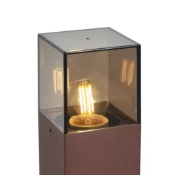 QAZQA Gartenbeleuchtung|Stehlampen Außen*Industrielle Außenleuchte Rostbraun mit Rauchglas 50cm mit Dämmerungssensor - Dänemark