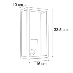 QAZQA Gartenbeleuchtung|Außenwandleuchten*Industrielle Außenwandlampe schwarz IP44 mit Glas - Rotterdam