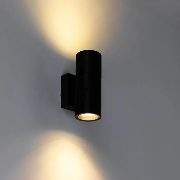 QAZQA Gartenbeleuchtung|Außenwandleuchten*Industrielle Außenwandleuchte schwarz 2-flammig IP44 - Vigo