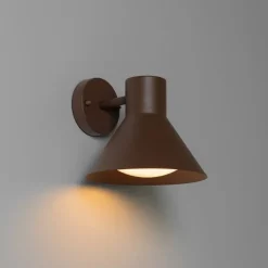 QAZQA Außenwandleuchten|Gartenbeleuchtung*Industrielle Außenwandleuchte rostbrauner Kegel IP44 - Natas