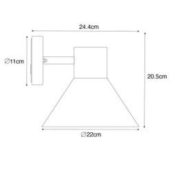 QAZQA Gartenbeleuchtung|Außenwandleuchten*Industrielle Außenwandleuchte dunkelgrauer Kegel IP44 - Natas