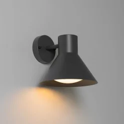 QAZQA Gartenbeleuchtung|Außenwandleuchten*Industrielle Außenwandleuchte dunkelgrauer Kegel IP44 - Natas