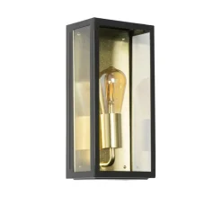 QAZQA Gartenbeleuchtung|Außenwandleuchten*Industrielle Außenwandleuchte schwarz mit Gold IP44 - Rotterdam