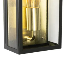 QAZQA Gartenbeleuchtung|Außenwandleuchten*Industrielle Außenwandleuchte schwarz mit Gold IP44 - Rotterdam