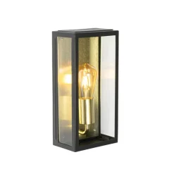 QAZQA Gartenbeleuchtung|Außenwandleuchten*Industrielle Außenwandleuchte schwarz mit Gold IP44 - Rotterdam